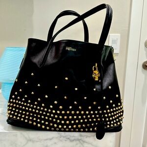 Alexander McQueen Skull & Studded Leather Tote Bag
